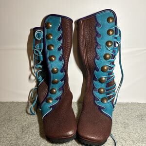 Handcrafted Leather Moccasin Boots British Half Penny Buttons Tall Renaissance